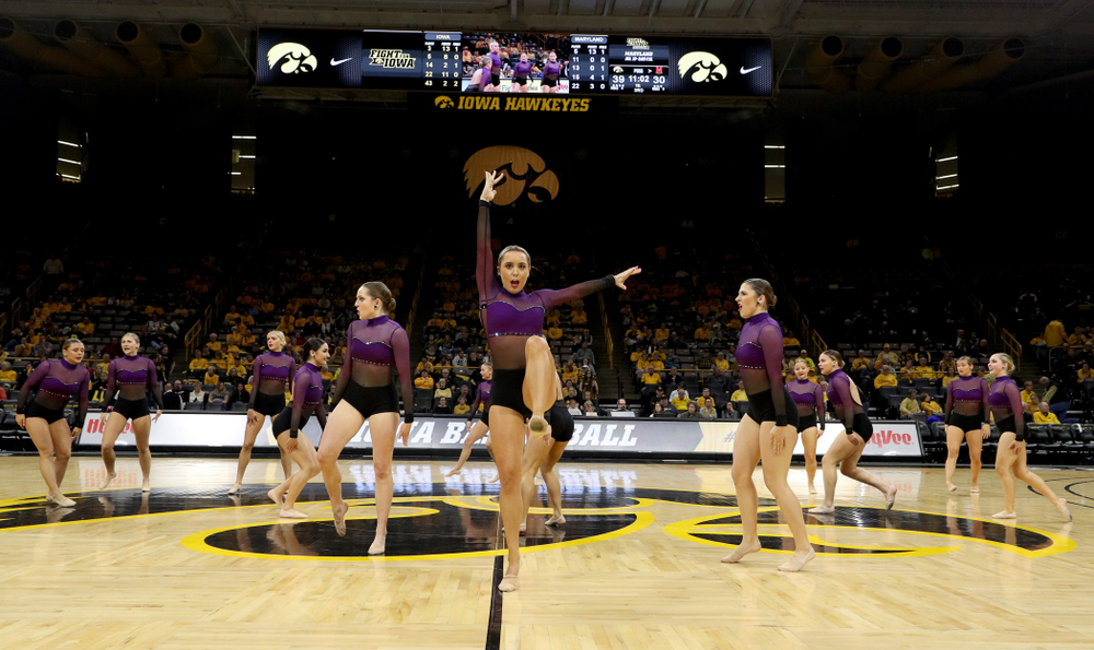 The Iowa Dance Team performs their Jazz Routine at halftime of the Iowa Hawkeyes game against Maryland Thursday, January 9, 2020 at Carver-Hawkeye Arena. (Brian Ray/hawkeyesports.com)