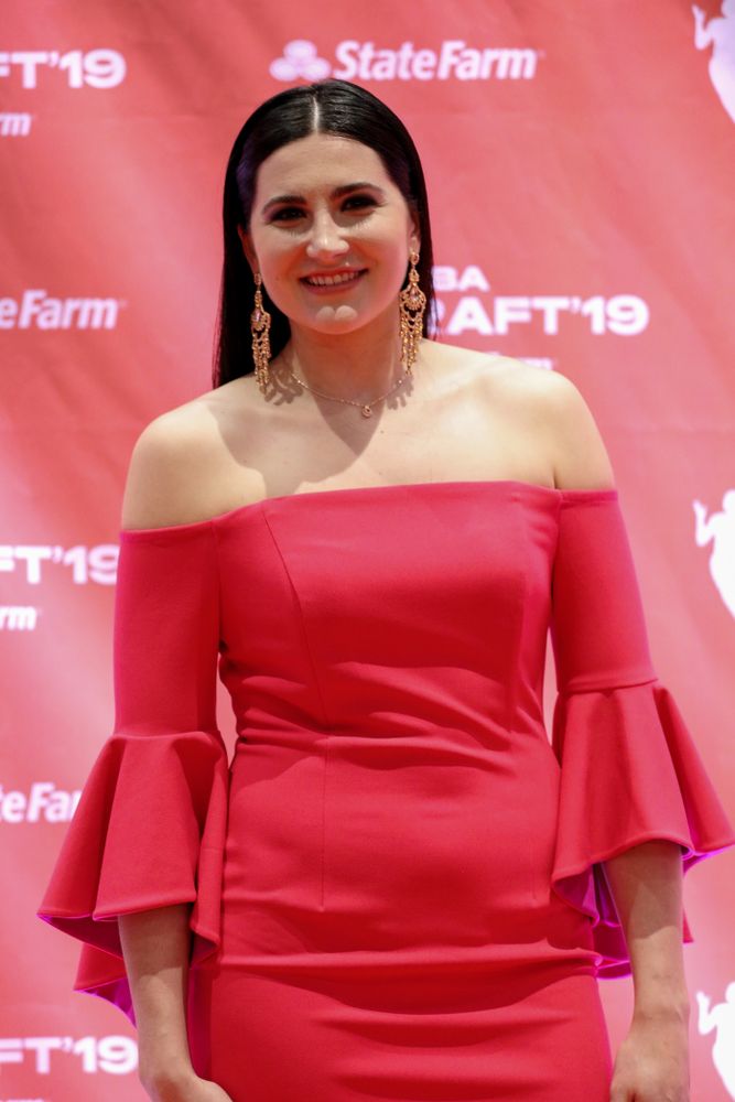 Iowa Hawkeyes forward Megan Gustafson (10) walks the orange carpet before the 2019 WNBA Draft Wednesday, April 10, 2019 at Nike New York Headquarters in New York City. (Brian Ray/hawkeyesports.com)