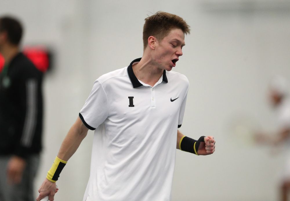 Iowa's Jason Kerst against North Dakota Friday, January 25, 2019 at the Hawkeye Tennis and Recreation Complex. (Brian Ray/hawkeyesports.com)
