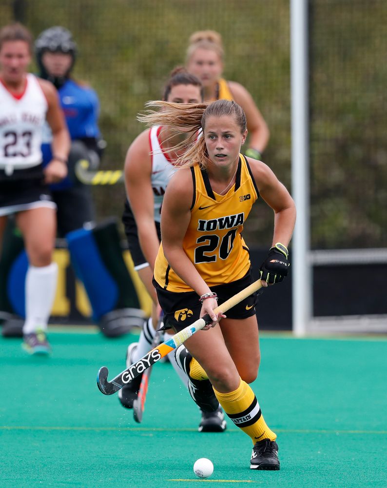 Iowa Hawkeyes Sophie Sunderland (20) against Ball State Sunday, September 2, 2018 at Grant Field. (Brian Ray/hawkeyesports.com)