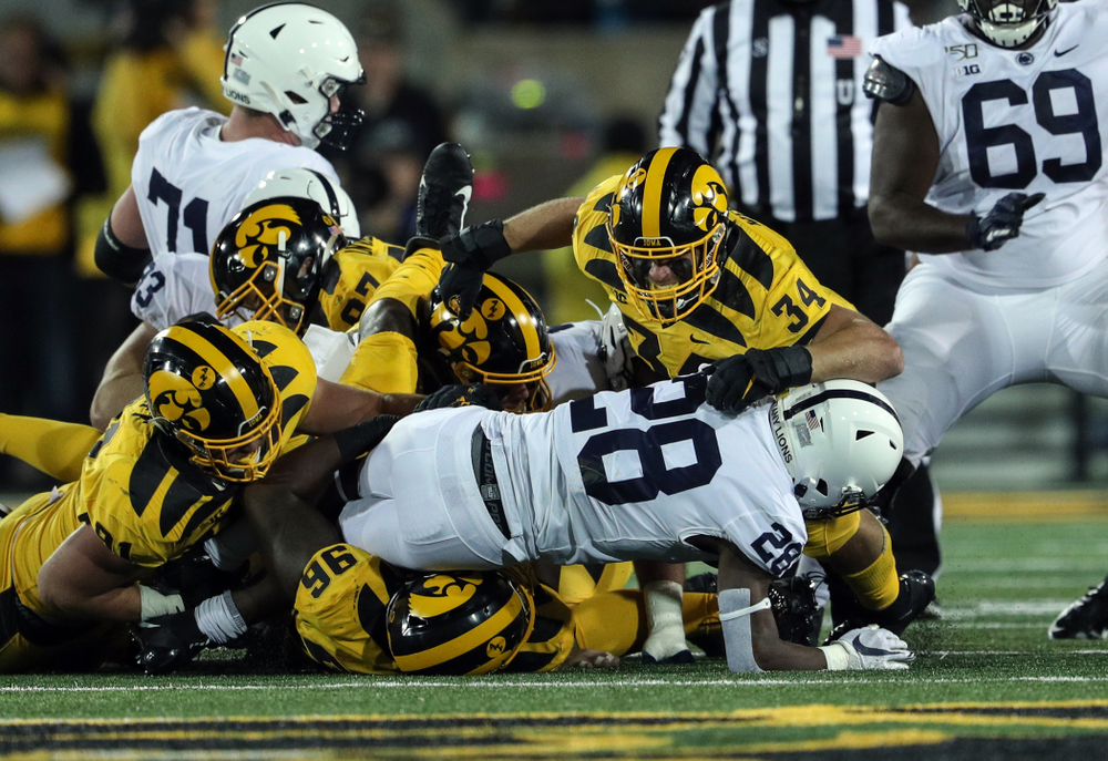 Iowa Hawkeyes linebacker Kristian Welch (34) against the Penn State Nittany Lions Saturday, October 12, 2019 at Kinnick Stadium. (Brian Ray/hawkeyesports.com)