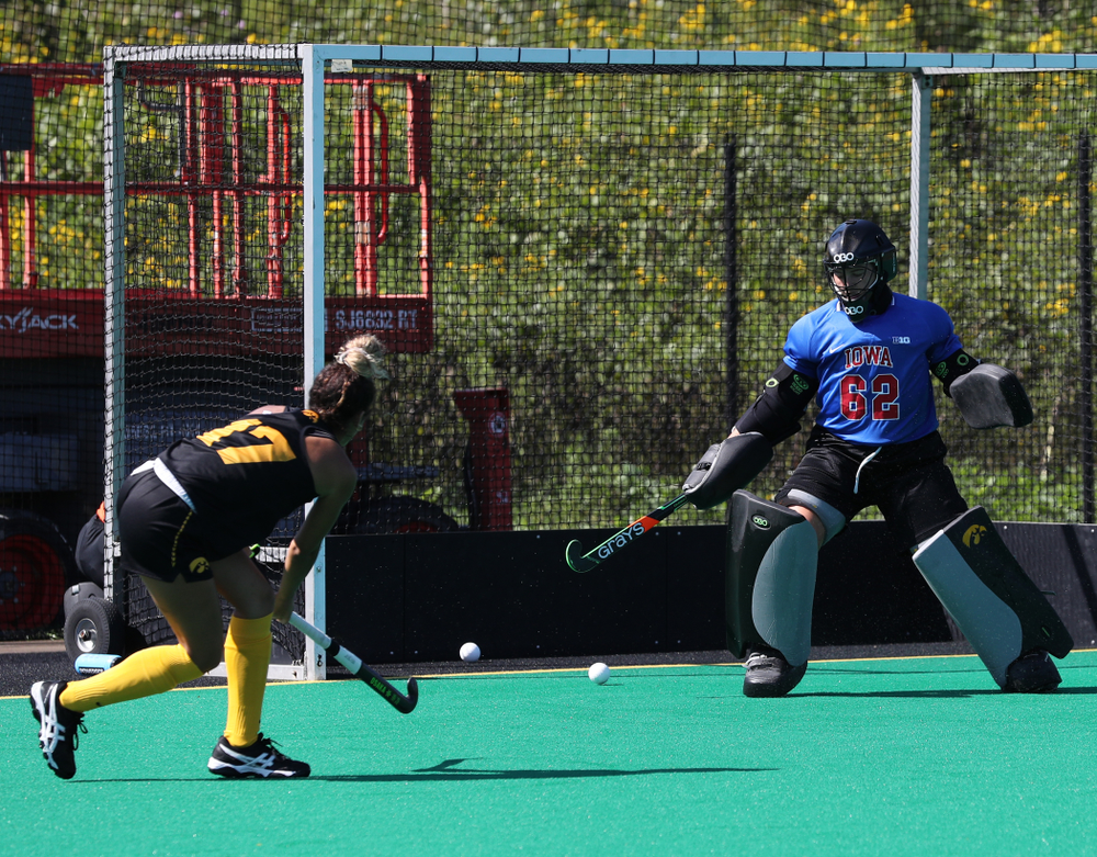 Iowa Hawkeyes forward Ciara Smith (17) and goaltender Grace McGuire (62) during the teamÕs annual media day Friday, August 23, 2019 at Grant Field. (Brian Ray/hawkeyesports.com)