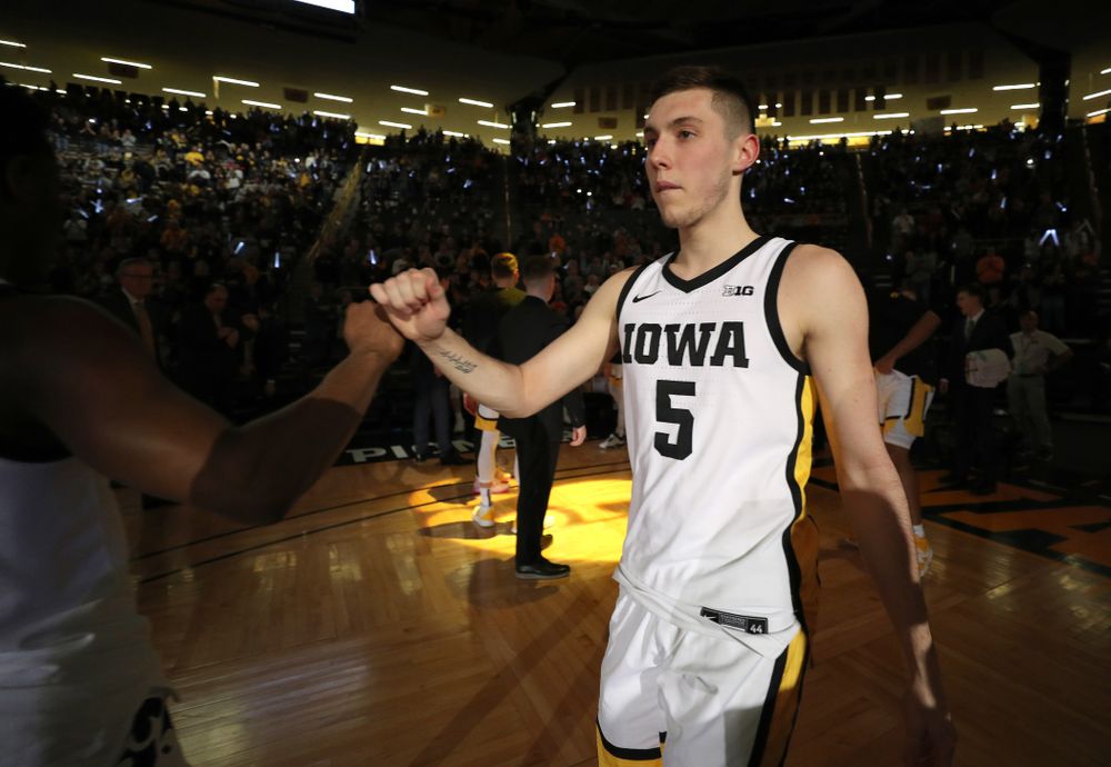 Iowa Hawkeyes guard CJ Fredrick (5) against the Michigan Wolverines Friday, January 17, 2020 at Carver-Hawkeye Arena. (Brian Ray/hawkeyesports.com)
