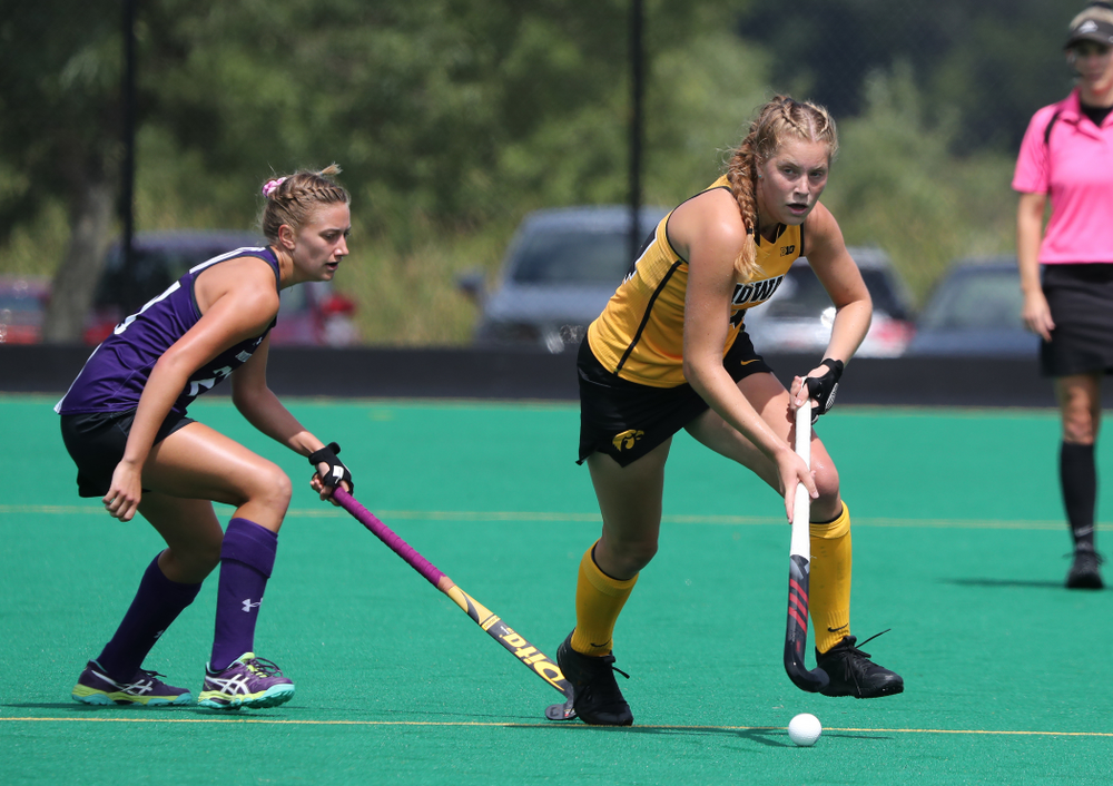 Iowa Hawkeyes Lokke Stribos (14) during an exhibition game against Northwestern Saturday, August 24, 2019 at Grant Field. (Brian Ray/hawkeyesports.com)
