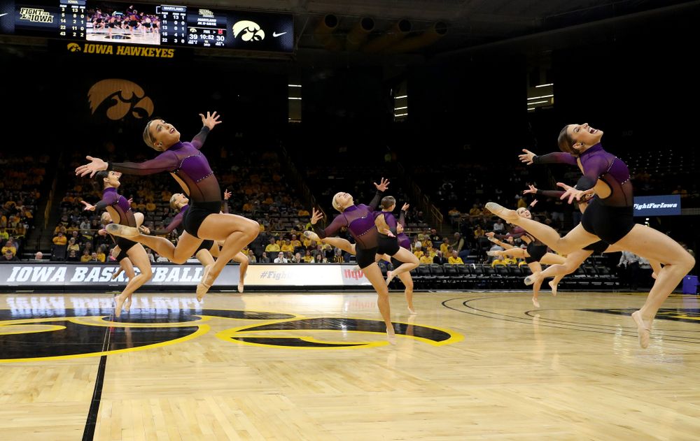 The Iowa Dance Team performs their Jazz Routine at halftime of the Iowa Hawkeyes game against Maryland Thursday, January 9, 2020 at Carver-Hawkeye Arena. (Brian Ray/hawkeyesports.com)