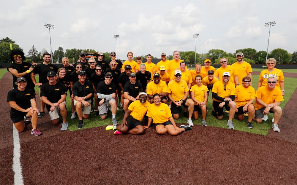 The Black and the Gold teams during the Iowa Student Athlete Kickoff Kickball game Sunday, August 19, 2018 at Duane Banks Field. (Brian Ray/hawkeyesports.com)