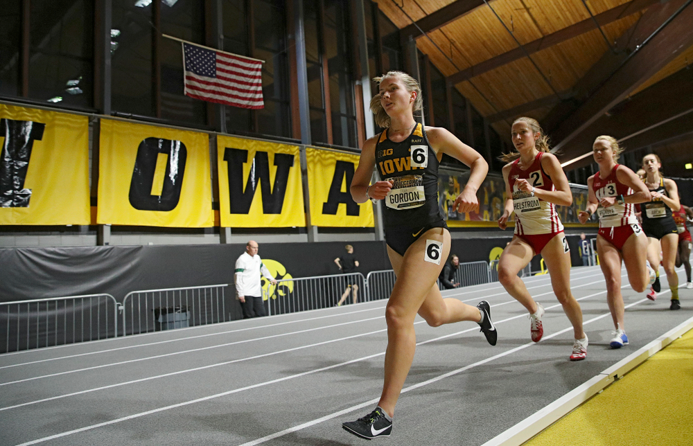 Iowa’s Emma Gordon runs the women’s 3000 meter run event during the Larry Wieczorek Invitational at the Recreation Building in Iowa City on Friday, January 17, 2020. (Stephen Mally/hawkeyesports.com)