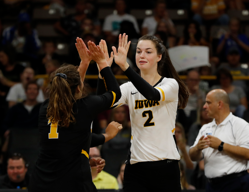Iowa Hawkeyes setter Courtney Buzzerio (2) against Eastern Illinois Sunday, September 9, 2018 at Carver-Hawkeye Arena. (Brian Ray/hawkeyesports.com)
