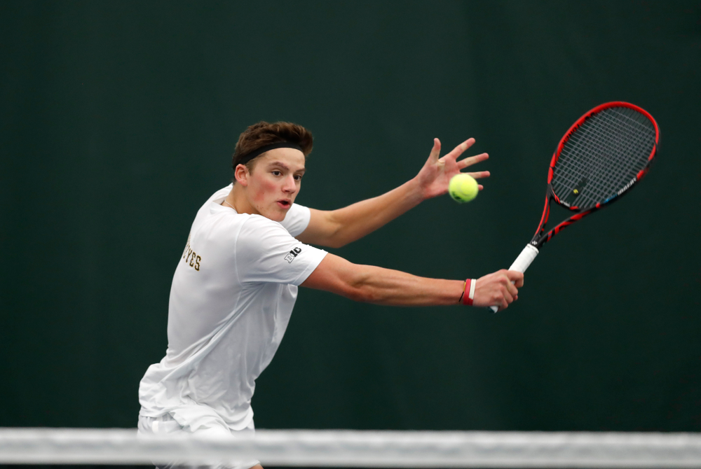 Joe Tyler against Purdue Sunday, April 15, 2018 at the Hawkeye Tennis and Recreation Center. (Brian Ray/hawkeyesports.com)
