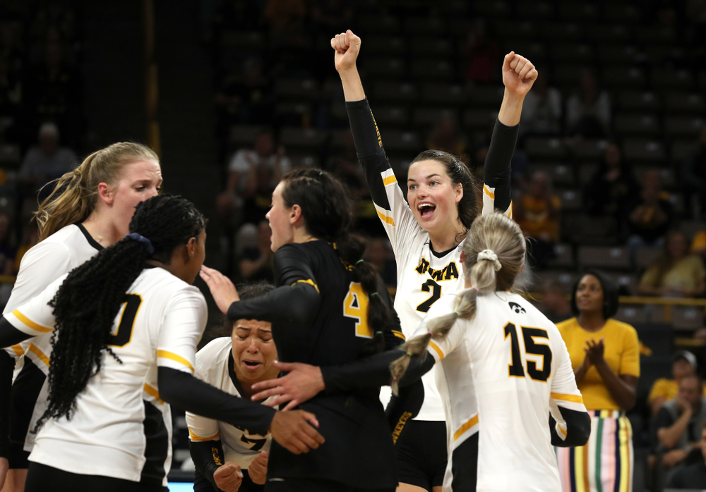 Iowa Hawkeyes setter Courtney Buzzerio (2) against the Minnesota Golden Gophers Wednesday, October 2, 2019 at Carver-Hawkeye Arena. (Brian Ray/hawkeyesports.com)