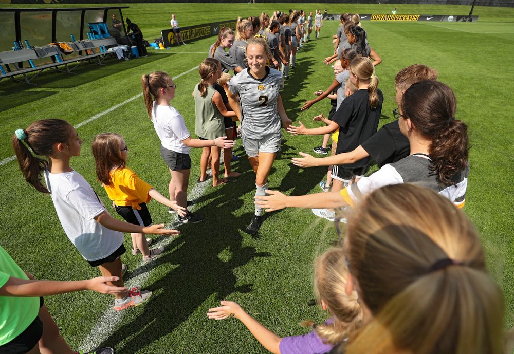 Iowa midfielder Hailey Rydberg (2) takes the field for their match at the Iowa Soccer Complex in Iowa City on Sunday, Sep 1, 2019. (Stephen Mally/hawkeyesports.com)