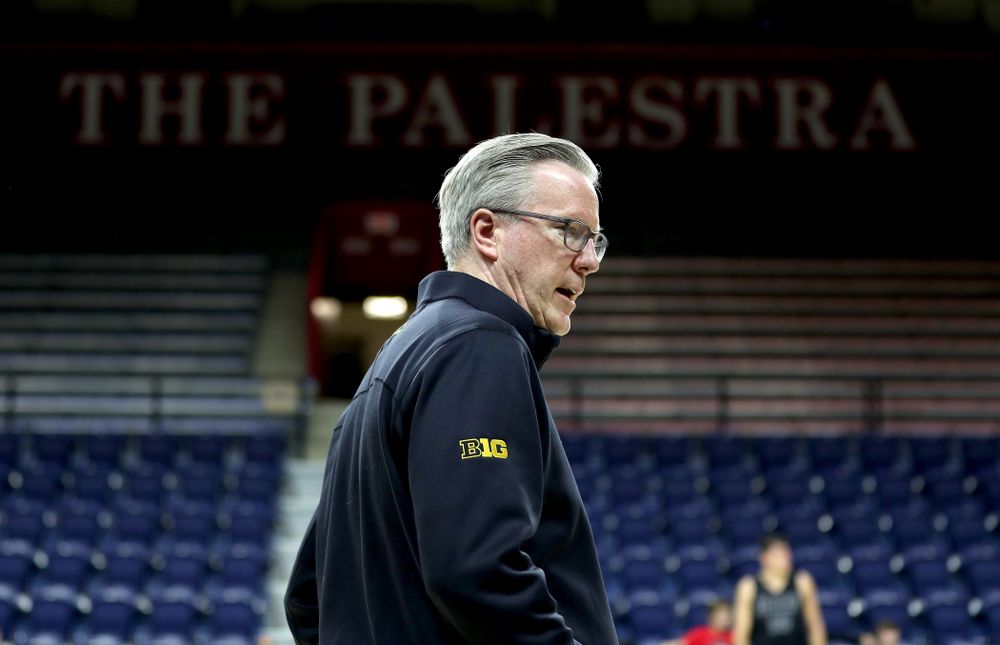 Iowa Hawkeyes head coach Fran McCaffery practice at the Palestra Friday, January 3, 2020 in Philadelphia. (Brian Ray/hawkeyesports.com)