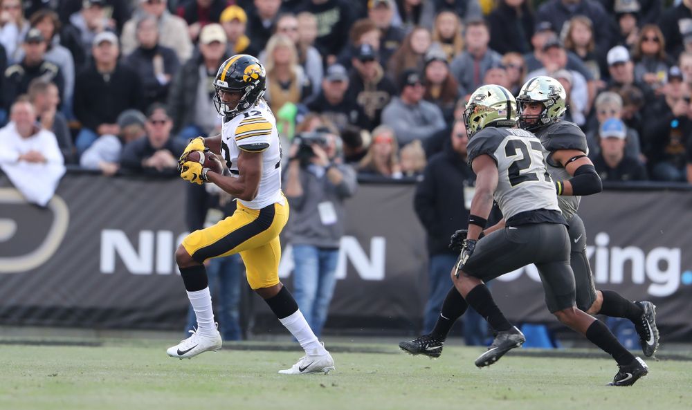 Iowa Hawkeyes wide receiver Brandon Smith (12) against the Purdue Boilermakers Saturday, November 3, 2018 Ross Ade Stadium in West Lafayette, Ind. (Brian Ray/hawkeyesports.com)