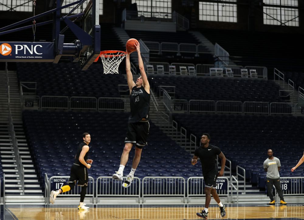 Iowa Hawkeyes guard Joe Wieskamp (10) during practice at Hinkle Fieldhouse Wednesday, March 11, 2020 in Indianapolis. (Brian Ray/hawkeyesports.com)