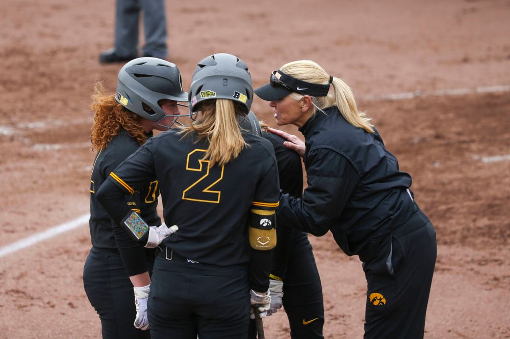 Iowa head coach Renee Gillispie at game 2 vs Northwestern on Saturday, March 30, 2019 at Bob Pearl Field. (Lily Smith/hawkeyesports.com)