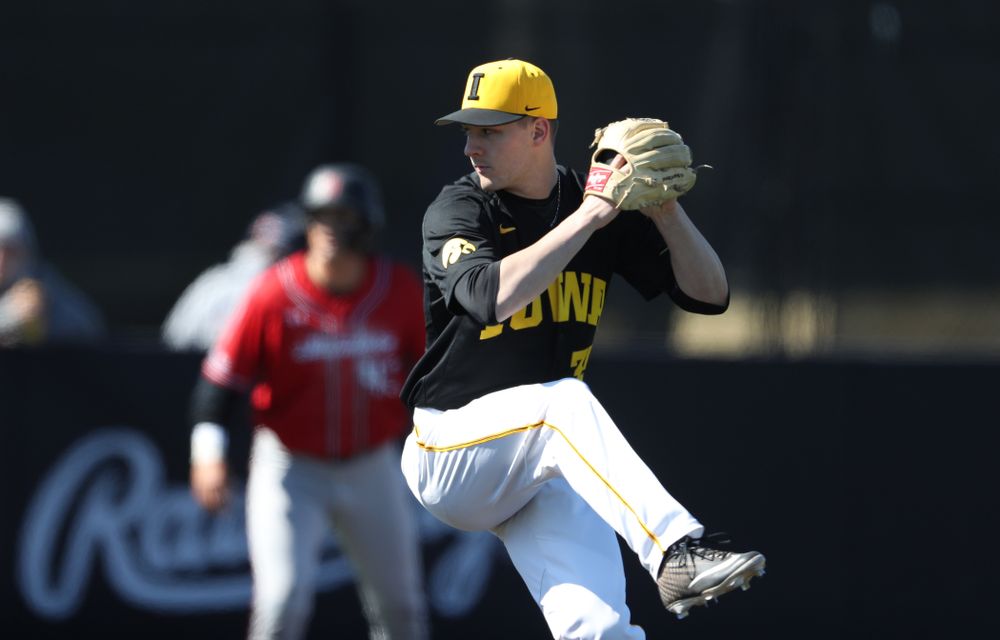 Iowa Hawkeyes Cam Baumann (35) against California State Northridge Sunday, March 17, 2019 at Duane Banks Field. (Brian Ray/hawkeyesports.com)