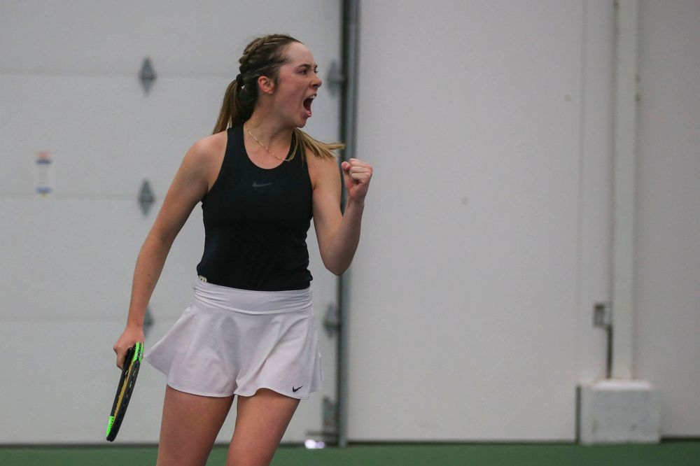 IowaÕs Samantha Mannix at womenÕs tennis senior day vs Nebraska on Saturday, April 13, 2019 at the Hawkeye Tennis and Recreation Complex. (Lily Smith/hawkeyesports.com)