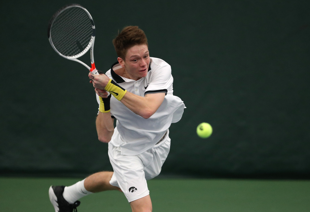 Iowa's Jason Kerst against North Dakota Friday, January 25, 2019 at the Hawkeye Tennis and Recreation Complex. (Brian Ray/hawkeyesports.com)
