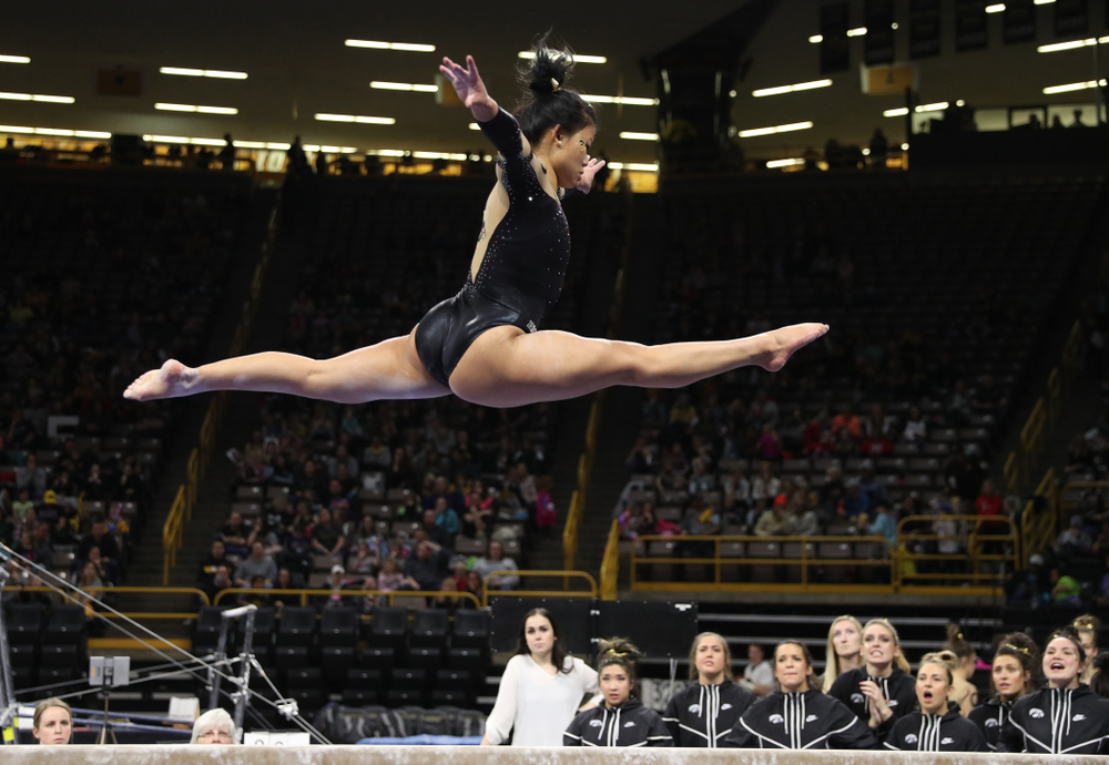 Iowa's Misty-Jade Carlson competes on the beam during their meet against Southeast Missouri State Friday, January 11, 2019 at Carver-Hawkeye Arena. (Brian Ray/hawkeyesports.com)