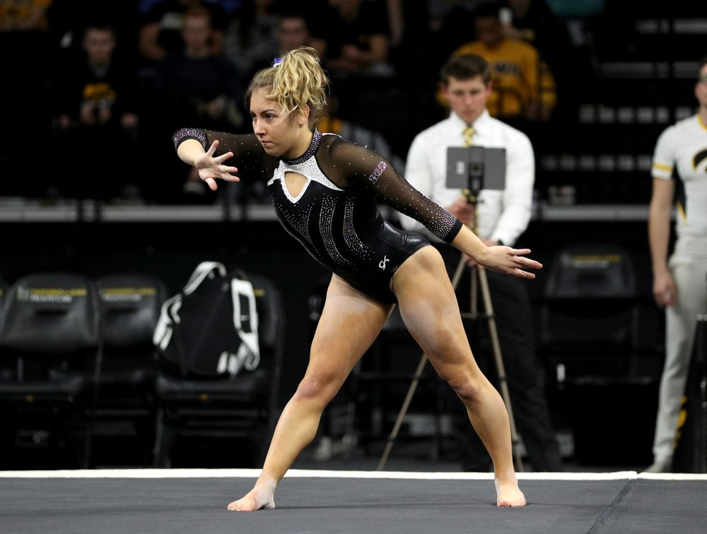 Iowa’s Alex Greenwald competes on the floor against Michigan State Saturday, February 1, 2020 at Carver-Hawkeye Arena. (Brian Ray/hawkeyesports.com)