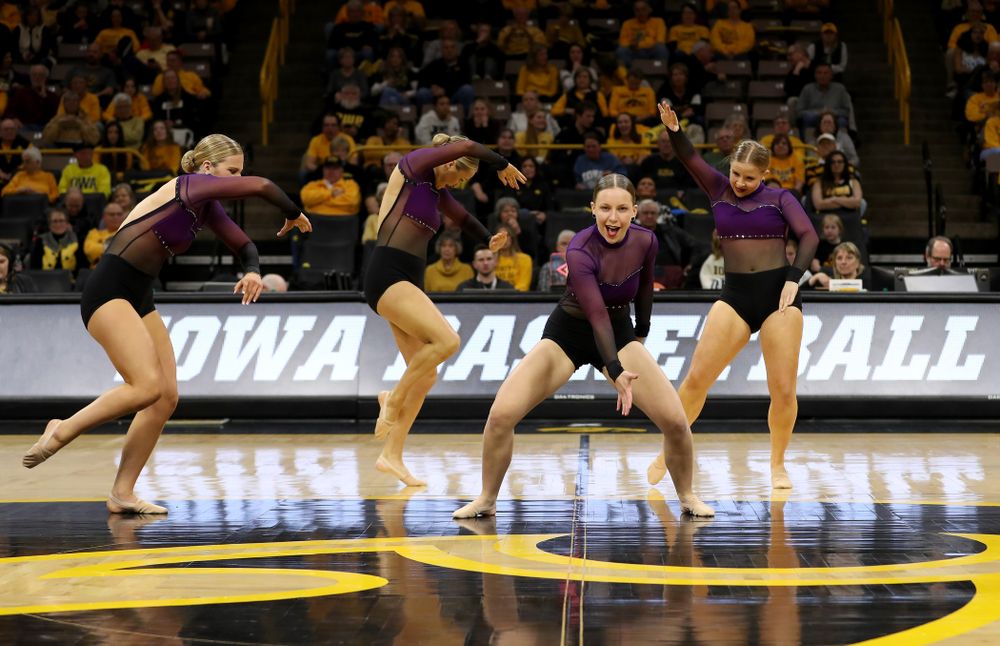 The Iowa Dance Team performs their Jazz Routine at halftime of the Iowa Hawkeyes game against Maryland Thursday, January 9, 2020 at Carver-Hawkeye Arena. (Brian Ray/hawkeyesports.com)