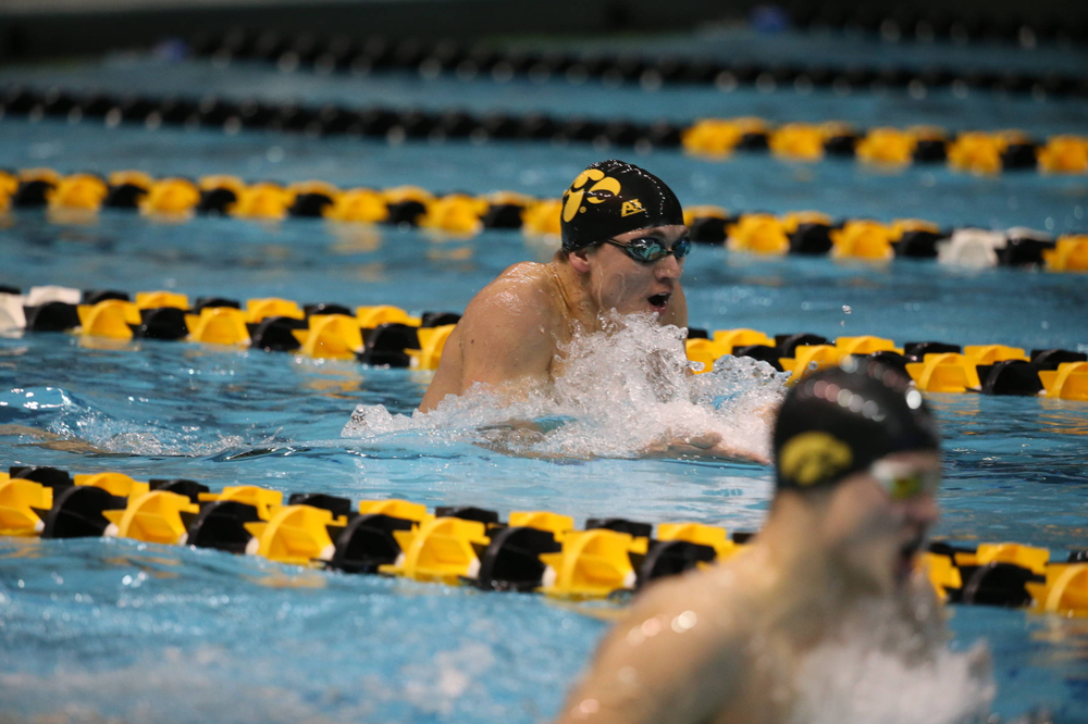 Iowa's Michael Tenney at the 400-yard medley race Friday, March 1, 2019 at the Campus Recreation and Wellness Center. (Lily Smith/hawkeyesports.com)