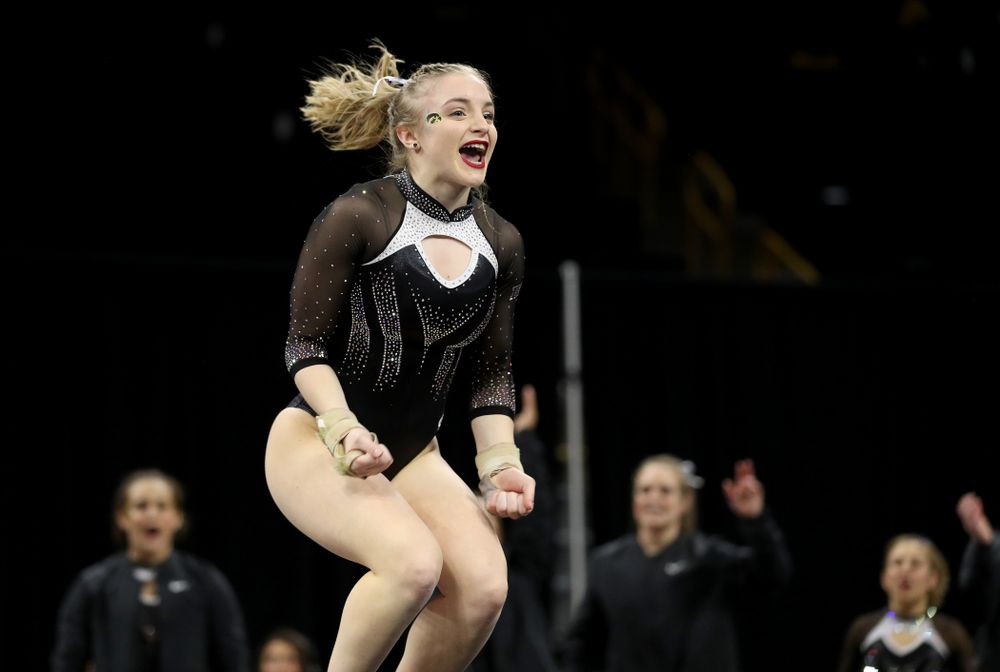 Iowa’s Lauren Guerin competes on the floor against Michigan State Saturday, February 1, 2020 at Carver-Hawkeye Arena. (Brian Ray/hawkeyesports.com)