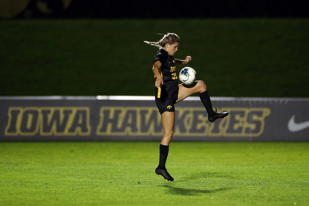 Iowa Hawkeyes forward Gianna Gourley (32) against the Nebraska Cornhuskers Thursday, October 3, 2019 at the Iowa Soccer Complex. (Brian Ray/hawkeyesports.com)