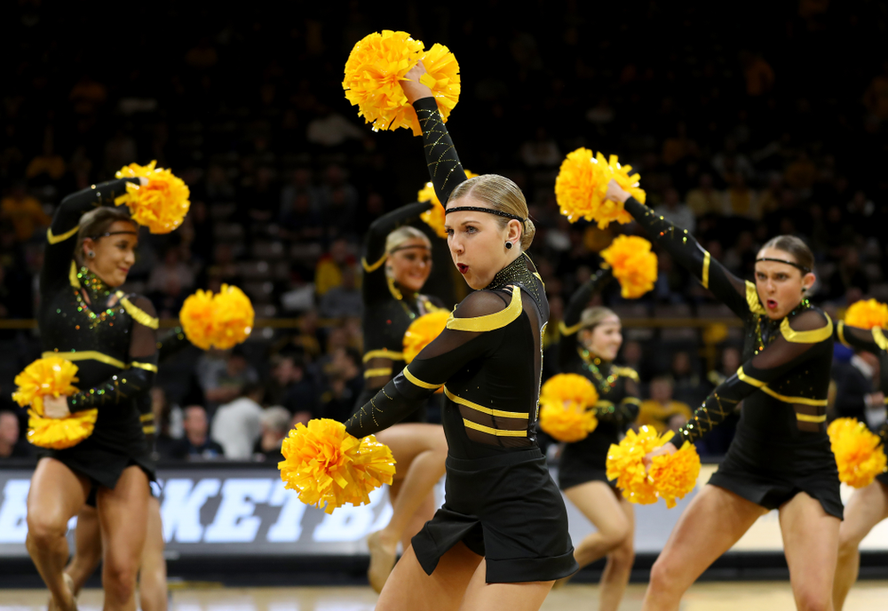 The Iowa Dance Team performs at halftime of the Iowa Hawkeyes game against the Maryland Terrapins Friday, January 10, 2020 at Carver-Hawkeye Arena. (Brian Ray/hawkeyesports.com)