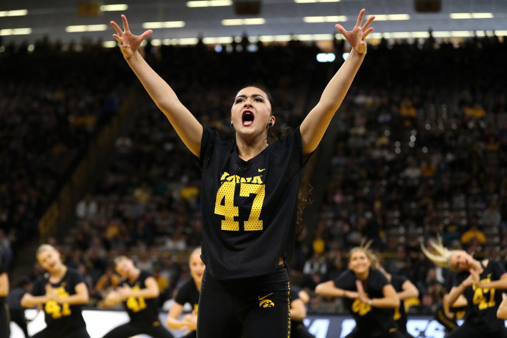 The Iowa Dance Team performs at the intermission of the Iowa Hawkeyes match against Purdue Saturday, November 24, 2018 at Carver-Hawkeye Arena. (Brian Ray/hawkeyesports.com)