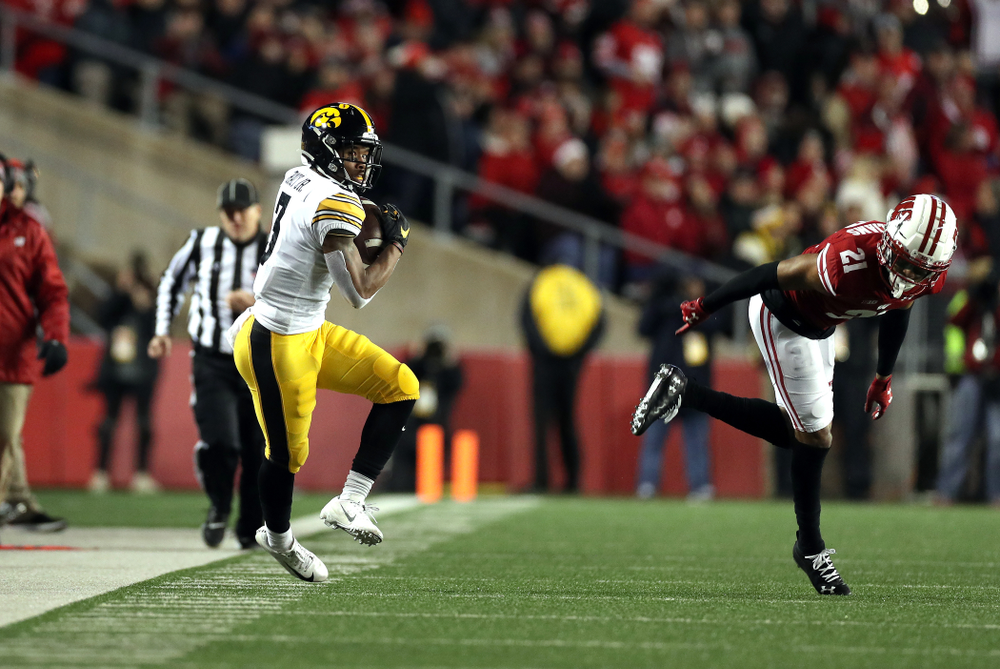 Iowa Hawkeyes wide receiver Tyrone Tracy Jr. (3) against the Wisconsin Badgers Saturday, November 9, 2019 at Camp Randall Stadium in Madison, Wisc. (Brian Ray/hawkeyesports.com)