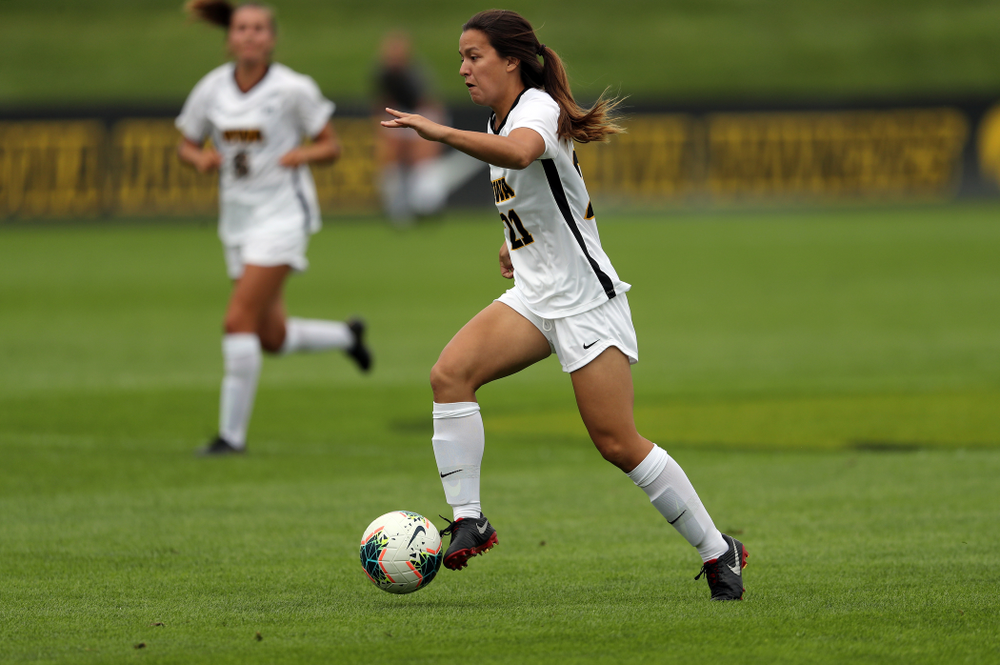 Iowa Hawkeyes forward Emma Tokuyama (21) during a 6-1 win over Northern Iowa Sunday, August 25, 2019 at the Iowa Soccer Complex. (Brian Ray/hawkeyesports.com)