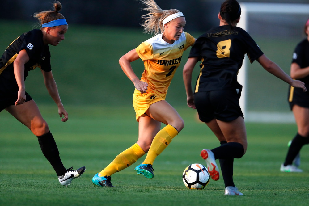 Iowa Hawkeyes Hailey Rydberg (2) against the Missouri Tigers Friday, August 17, 2018 at the Iowa Soccer Complex. (Brian Ray/hawkeyesports.com)