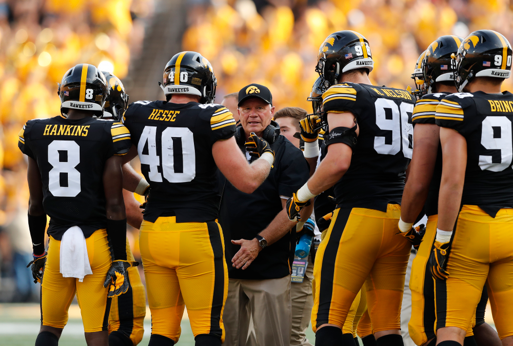 Iowa Hawkeyes defensive line coach Reese Morgan against the Northern Illinois Huskies Saturday, September 1, 2018 at Kinnick Stadium. (Brian Ray/hawkeyesports.com)