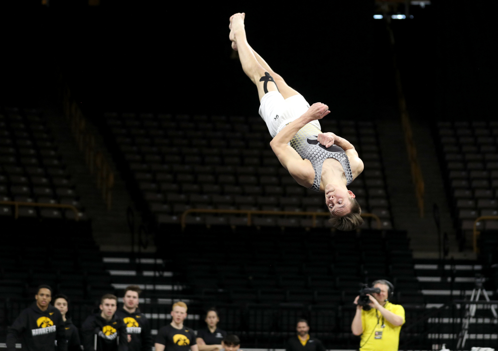 Iowa’s Kulani Taylor competes on the floor against Illinois Sunday, March 1, 2020 at Carver-Hawkeye Arena. (Brian Ray/hawkeyesports.com)