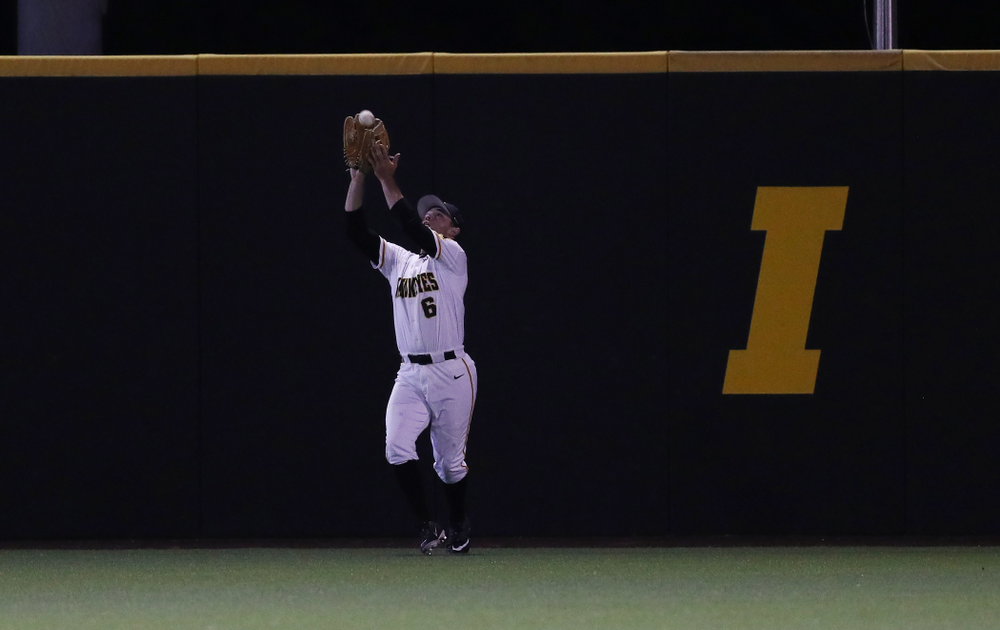 Iowa Hawkeyes outfielder Justin Jenkins (6) against the Michigan State Spartans Friday, May 10, 2019 at Duane Banks Field. (Brian Ray/hawkeyesports.com)