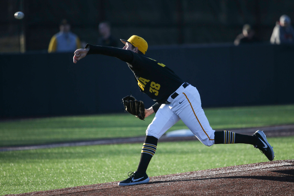 Iowa pitcher Trenton Wallace at the game vs. Bradley on Tuesday, March 26, 2019 at (place). (Lily Smith/hawkeyesports.com)