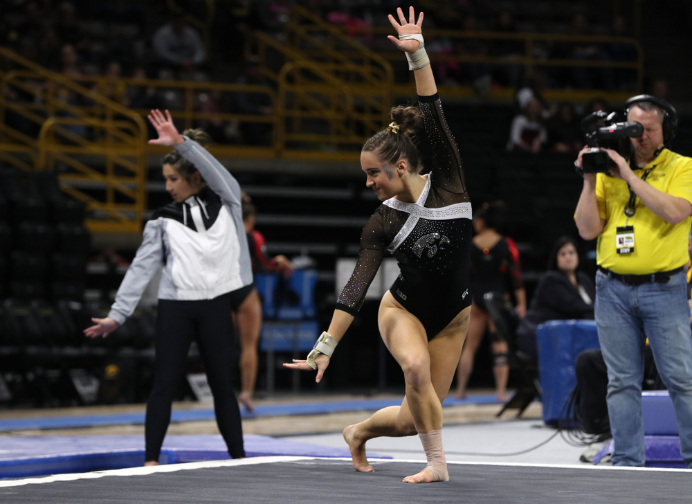 Iowa's Allie Gilchrist competes on the floor against the Rutgers Scarlet Knights Saturday, January 26, 2019 at Carver-Hawkeye Arena. (Brian Ray/hawkeyesports.com)