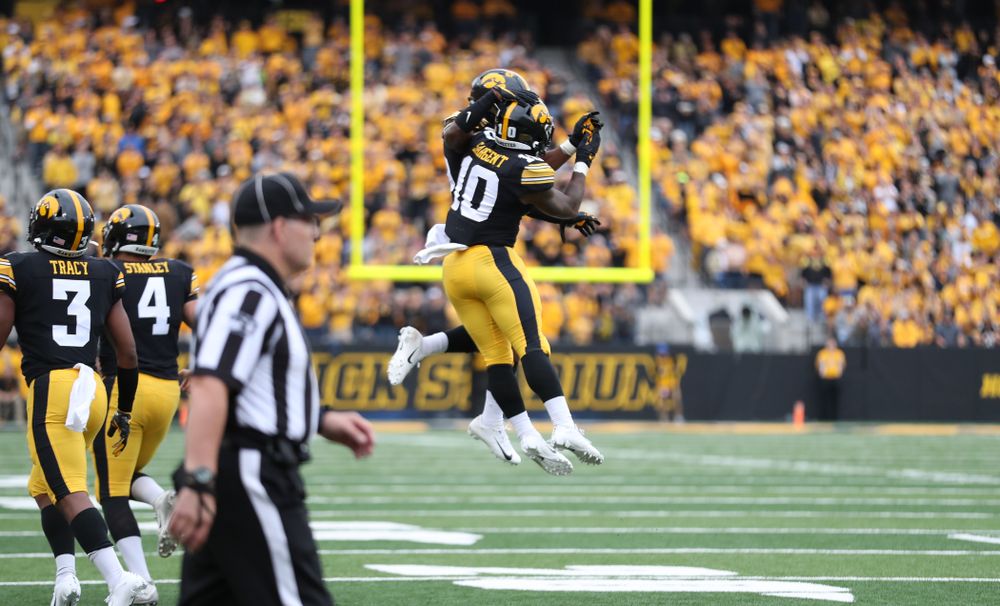 Iowa Hawkeyes running back Mekhi Sargent (10) against Middle Tennessee State Saturday, September 28, 2019 at Kinnick Stadium. (Max Allen/hawkeyesports.com)