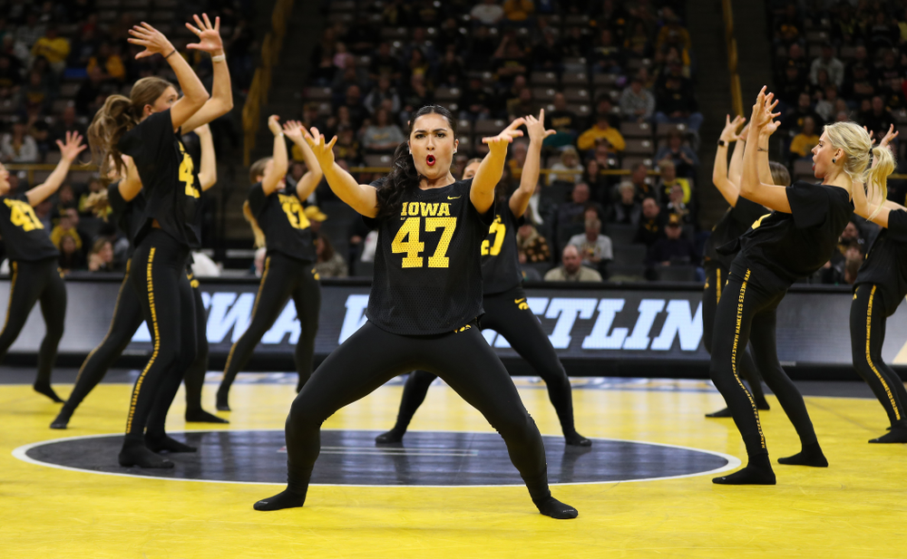The Iowa Dance Team performs at the intermission of the Iowa Hawkeyes match against Purdue Saturday, November 24, 2018 at Carver-Hawkeye Arena. (Brian Ray/hawkeyesports.com)