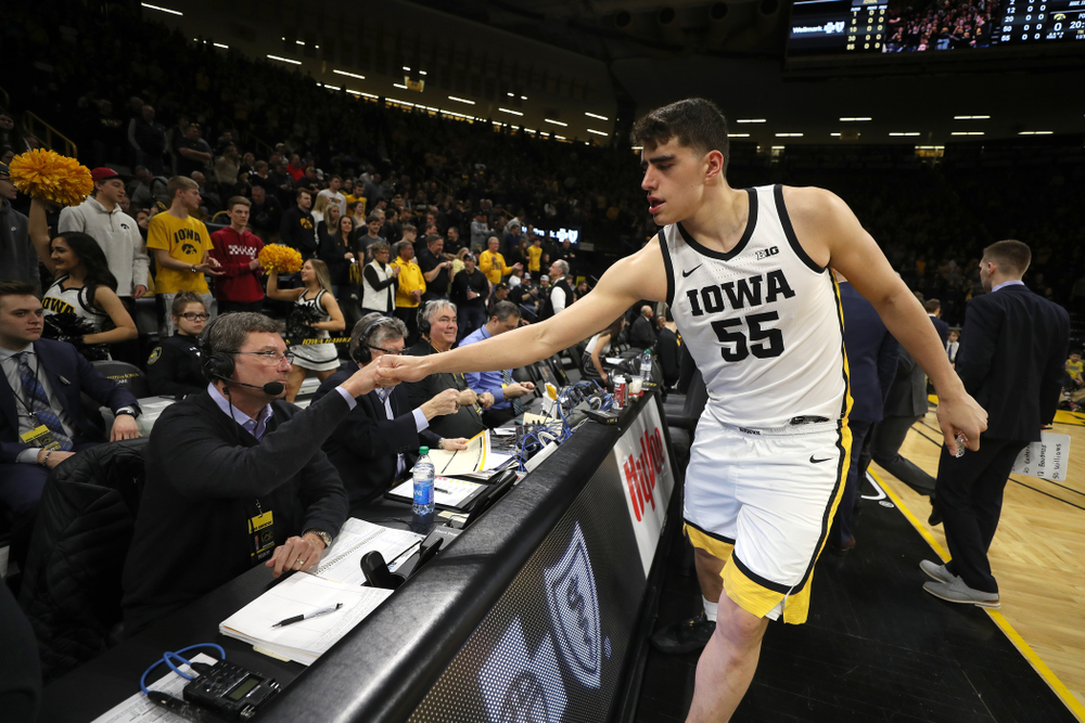 Iowa Hawkeyes forward Luka Garza (55) against the Purdue Boilermakers Tuesday, March 3, 2020 at Carver-Hawkeye Arena. (Brian Ray/hawkeyesports.com)