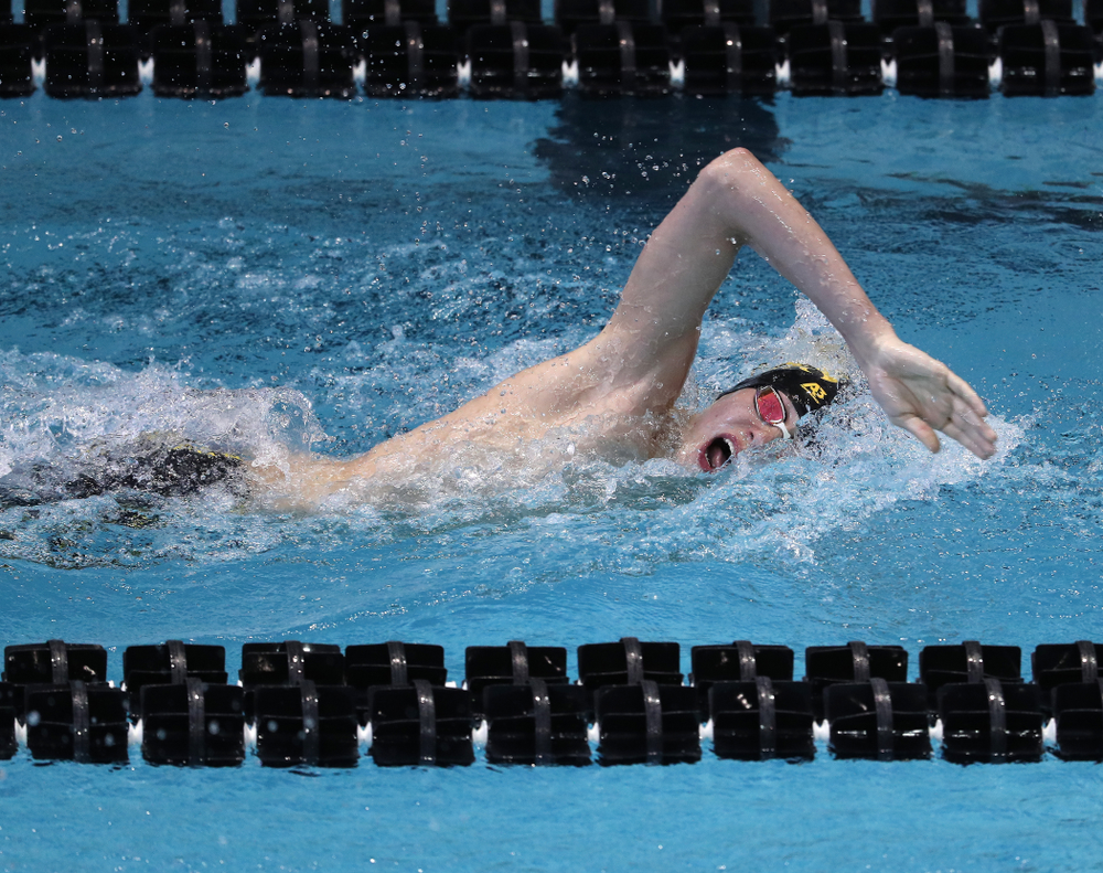 Iowa's Andrew Fierke swims in the preliminaries of the 500-yard freestyle during the 2019 Big Ten Swimming and Diving Championships Thursday, February 28, 2019 at the Campus Wellness and Recreation Center. (Brian Ray/hawkeyesports.com)