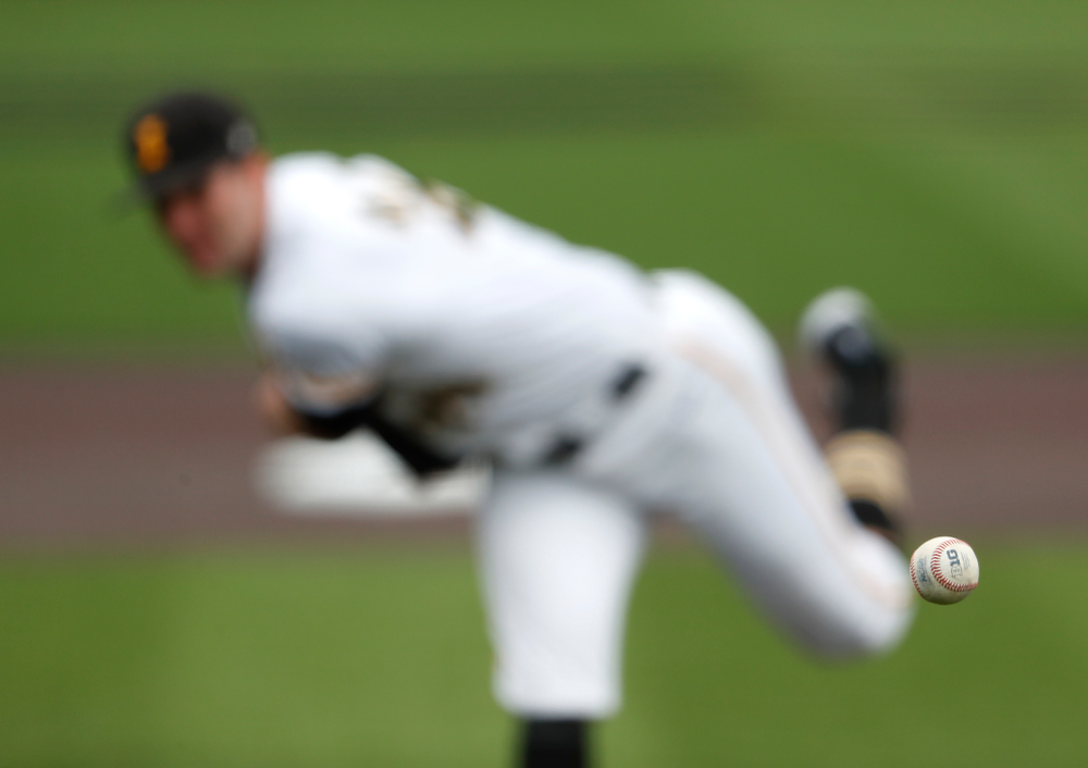 Iowa Hawkeyes pitcher Nick Allgeyer (24) during a double header against the Indiana Hoosiers Friday, March 23, 2018 at Duane Banks Field. (Brian Ray/hawkeyesports.com)