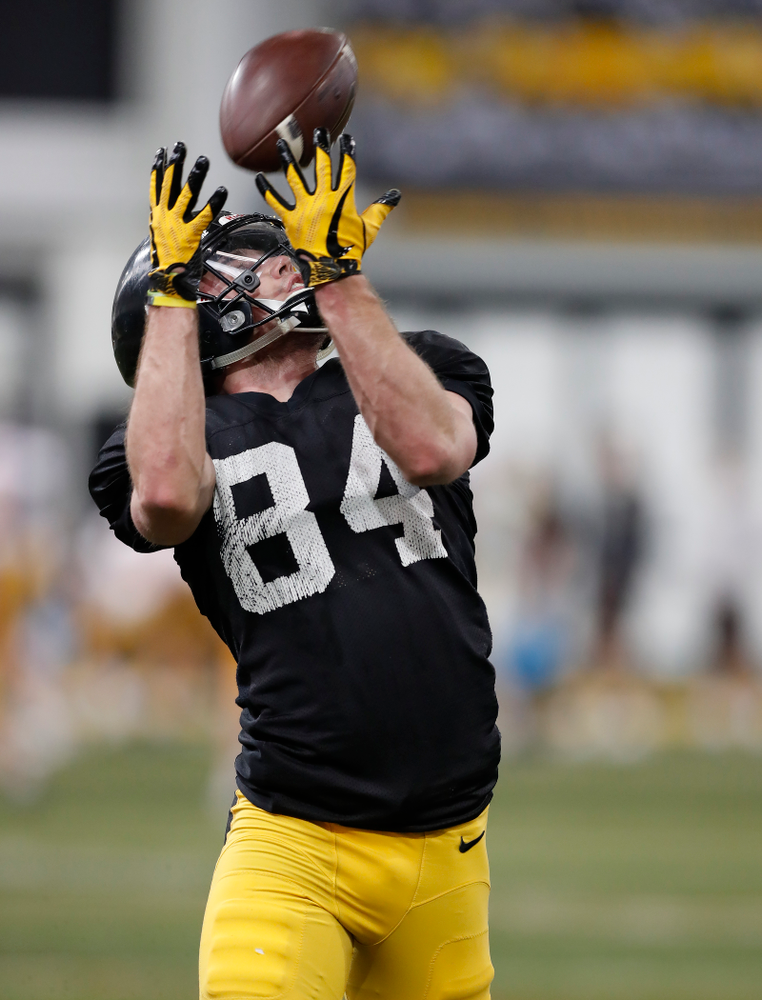 Iowa Hawkeyes wide receiver Nick Easley (84) during spring practice Wednesday, March 28, 2018 at the Hansen Football Performance Center. (Brian Ray/hawkeyesports.com)