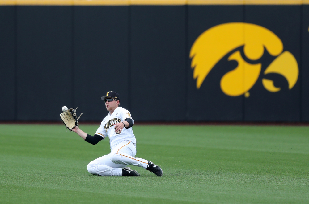 Iowa Hawkeyes Zeb Adreon (5) against Michigan State Sunday, May 12, 2019 at Duane Banks Field. (Brian Ray/hawkeyesports.com)