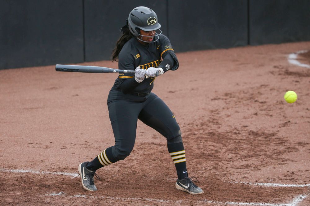 Iowa's Donirae Mayhew (24) at game 2 vs Northwestern on Saturday, March 30, 2019 at Bob Pearl Field. (Lily Smith/hawkeyesports.com)