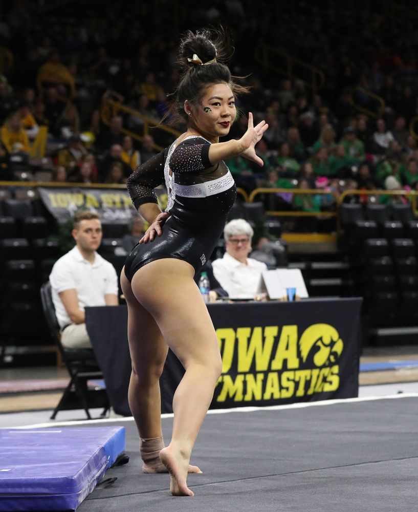 Iowa's Clair Kaji competes on the floor against the Rutgers Scarlet Knights Saturday, January 26, 2019 at Carver-Hawkeye Arena. (Brian Ray/hawkeyesports.com)