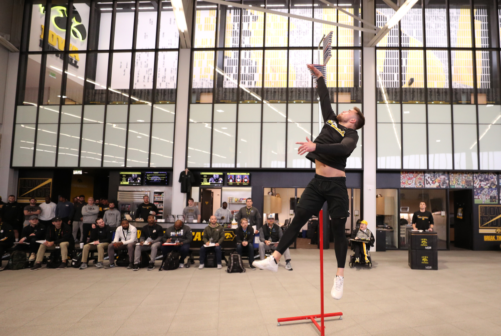 Iowa Hawkeyes wide receiver Nick Easley (84) during the teamÕs annual Pro Day Monday, March 25, 2019 at the Hansen Football Performance Center. (Brian Ray/hawkeyesports.com)