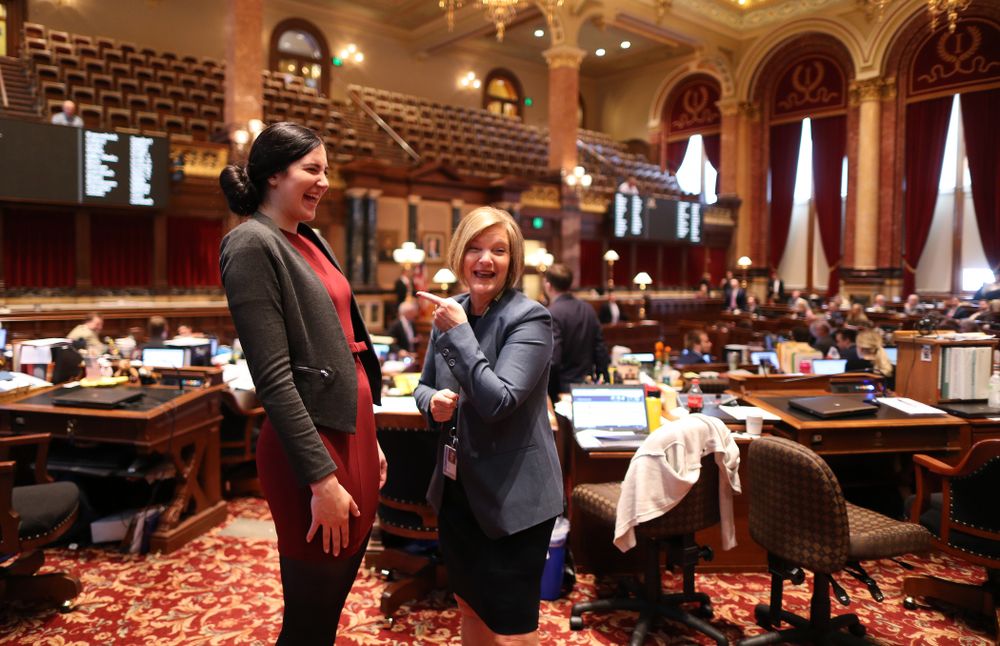 Iowa WomenÕs BasketballÕs Megan Gustafson is recognized with a resolution by the house and the senate at the Iowa State Capitol Wednesday, April 24, 2019 in Des Moines. (Brian Ray/hawkeyesports.com)