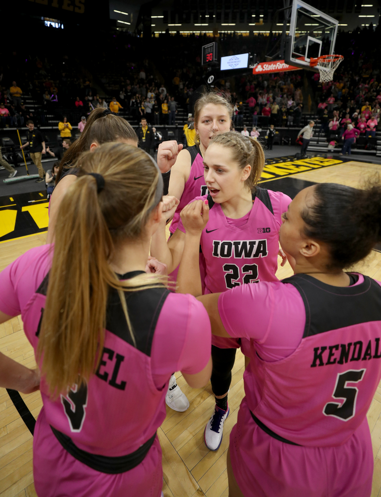 Iowa Hawkeyes guard Kathleen Doyle (22) against the Wisconsin Badgers Sunday, February 16, 2020 at Carver-Hawkeye Arena. (Brian Ray/hawkeyesports.com)